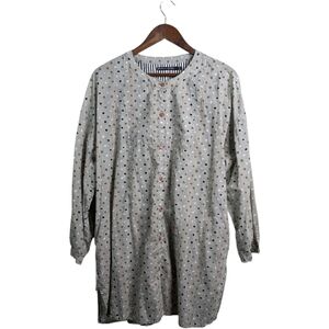 Gudrun Sjoden Polka Dot Button Front Dress XL Organic Cotton Lagenlook Scandi